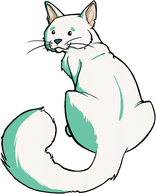 Chat Dessin d'un chat blanc de dos regardant vers le spectateur
